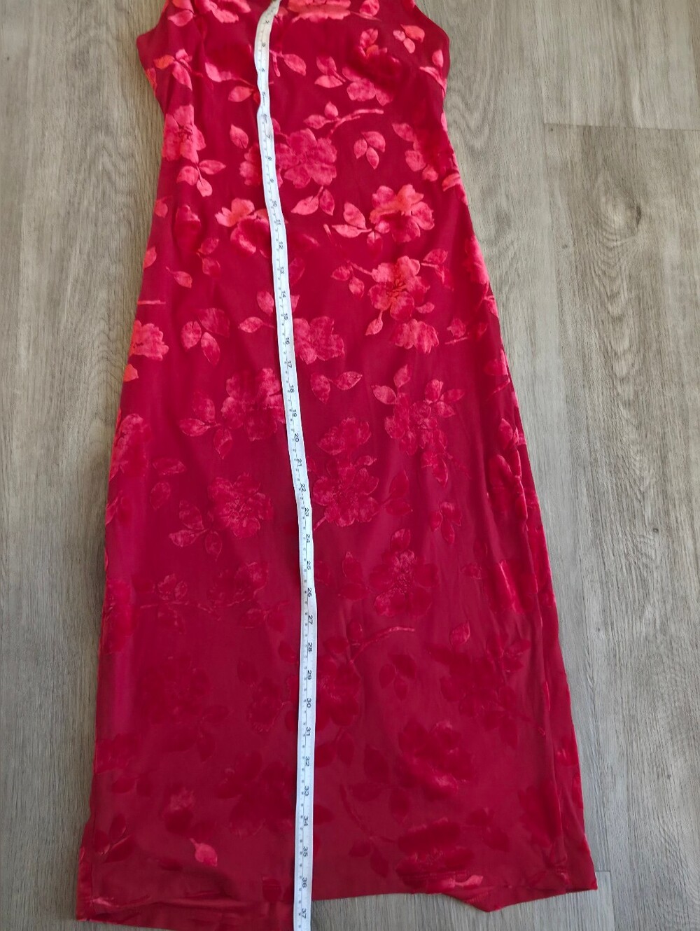 Red Floral Slip Maxi Dress with Spaghetti Straps - Women - Picture 4 of 6